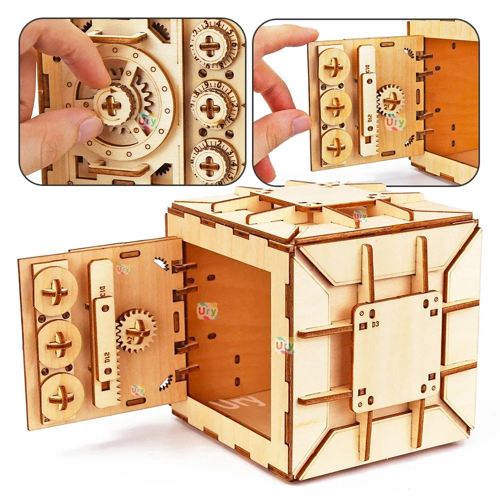 URY 3D Wooden Puzzle Password  - Kids Education Money ulasan dan harga