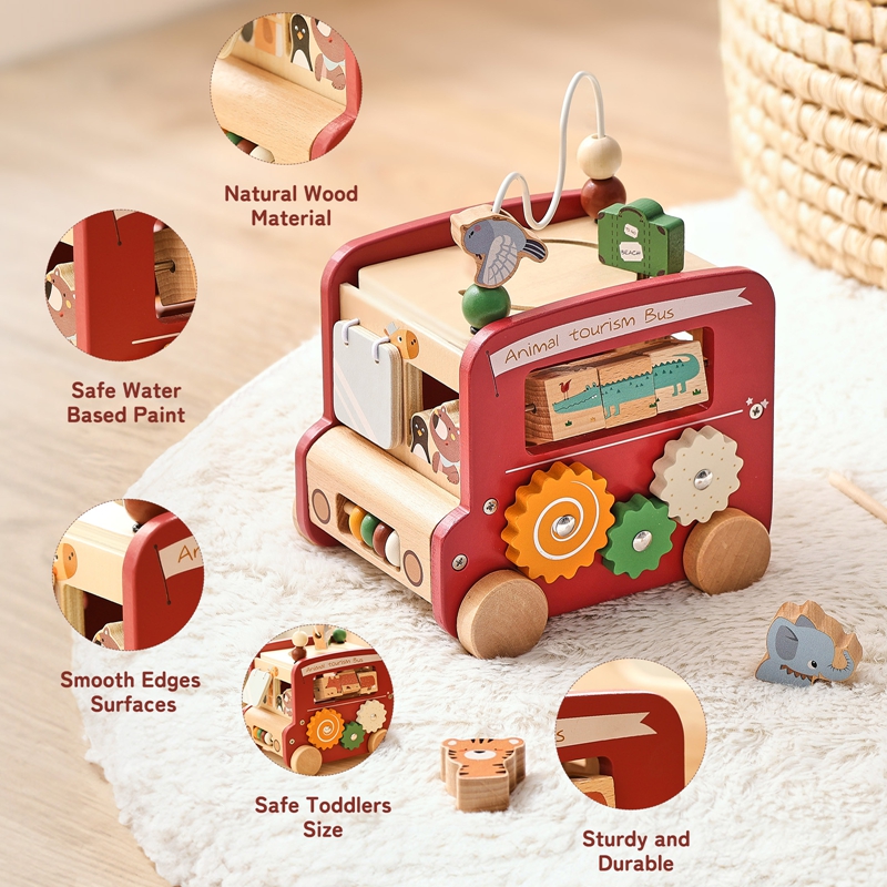Wooden Bus Toy Custom Name Fre - Kids Education Name ulasan dan harga