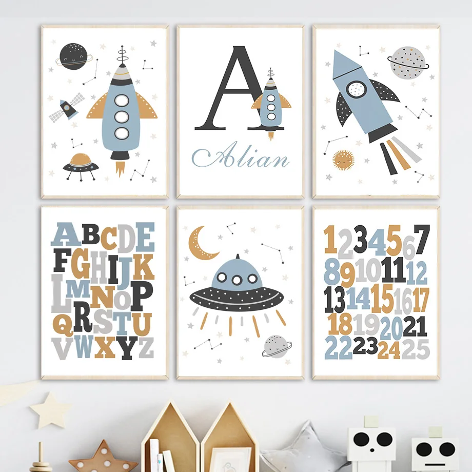 Custom Name Rocket Astronaut A - Kids Education Name ulasan dan harga