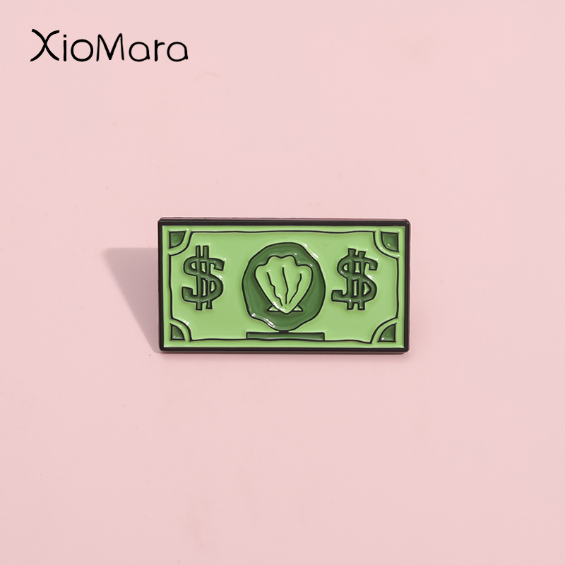 Green USD Symbol Enamel Pin Cu - Kids Education Money ulasan dan harga