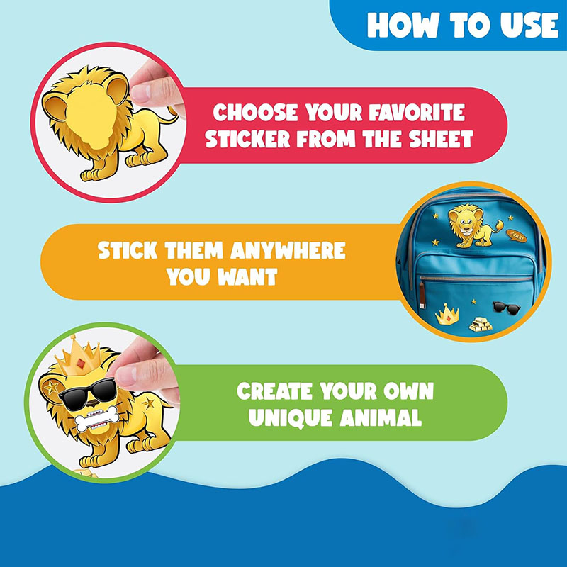 Cartoon Safari Animals Sticker - Kids Education Money ulasan dan harga